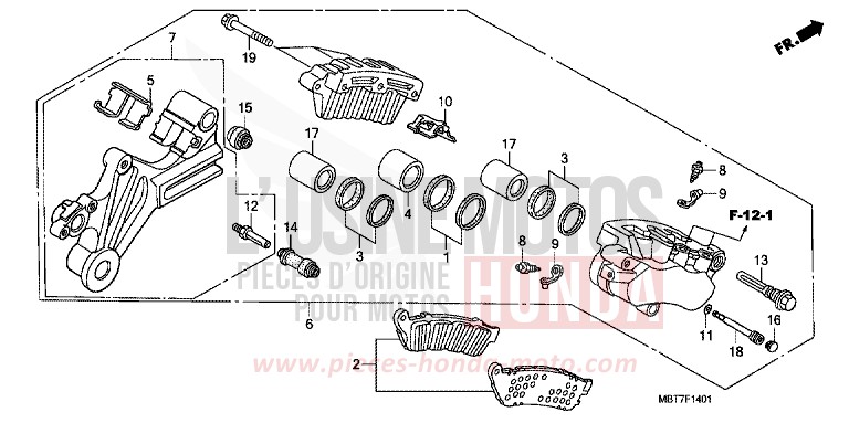 REAR BRAKE CALIPER (XL1000VA) for Varadero ABS CHEVALIER SILVER METALLIC (NHA83) from 2007